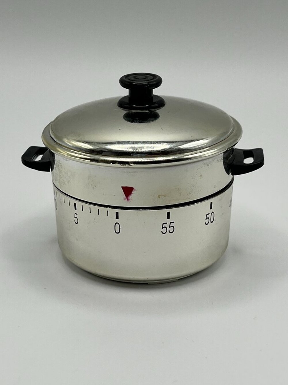 Soup Pot Shaped 55 Minute Mechanical Egg Timer Retro Silver Kitchen Chef Gift